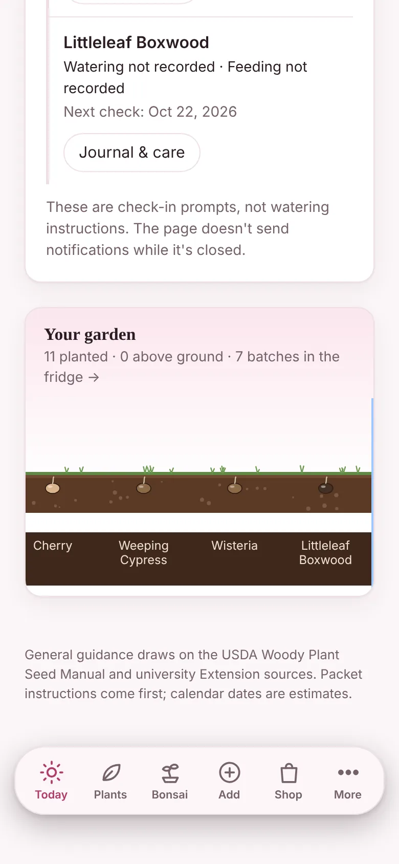 The garden shelf: seeds planted in a cut-away of soil